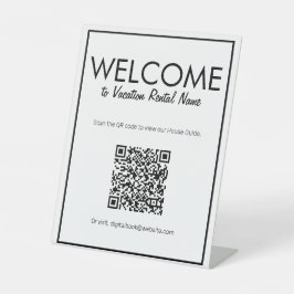 Moderne Basic White Digital QR Code Welkomstteken Reclamebord Met Voetstuk