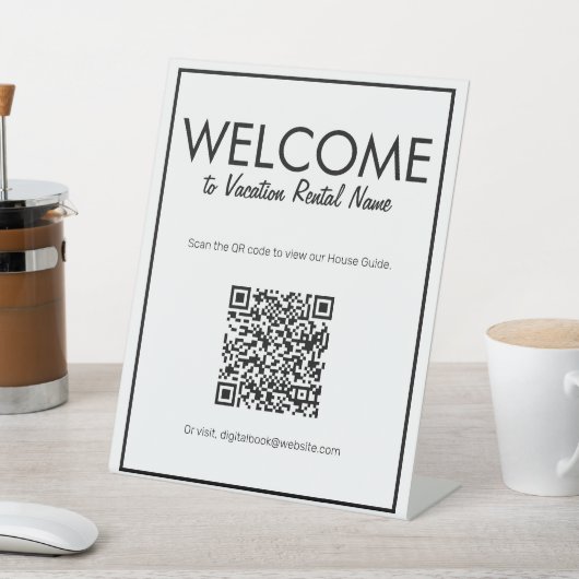 Moderne Basic White Digital QR Code Welkomstteken Reclamebord Met Voetstuk (Insitu)