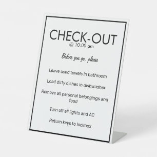 Moderne Basic White Guest Check Out Table Sign Reclamebord Met Voetstuk
