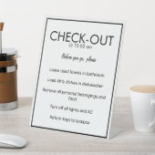 Moderne Basic White Guest Check Out Table Sign Reclamebord Met Voetstuk (Insitu)