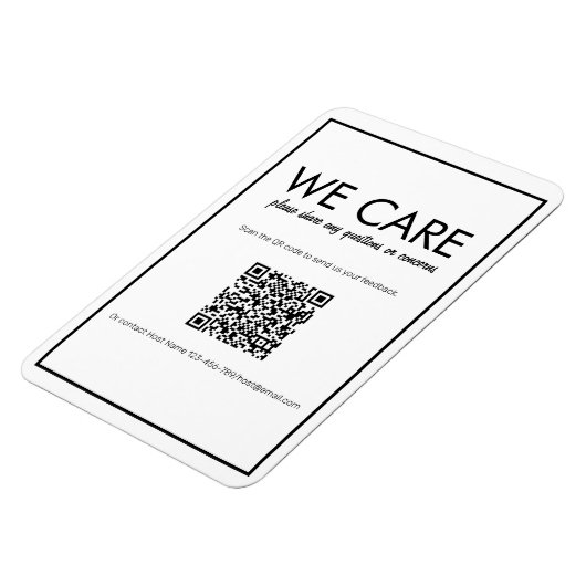 Moderne Basic White QR Code Feedback Magnet Magneet (Linkerzijde)