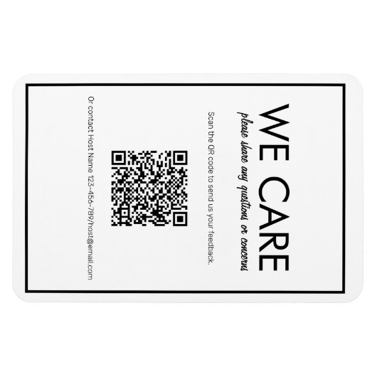Moderne Basic White QR Code Feedback Magnet Magneet (Horizontaal)