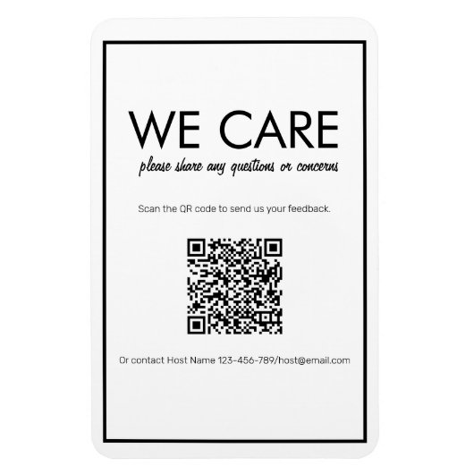 Moderne Basic White QR Code Feedback Magnet Magneet (Verticaal)