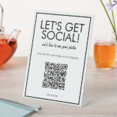 Moderne Basic White Social Media QR Code Table Sig Reclamebord Met Voetstuk (Insitu)