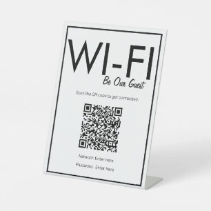 Moderne Basic White Wi-Fi QR Code Pedestal Sign Reclamebord Met Voetstuk