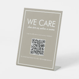 Moderne basis-beige QR-code Feedbackteller Reclamebord Met Voetstuk
