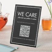 Moderne basis zwarte QR-code Feedbackteller Teken Reclamebord Met Voetstuk (Insitu)