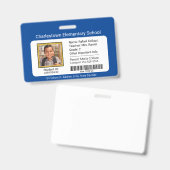 Moderne basisschool leerling identiteitsbadge blau badge (Voor- en achterkant)