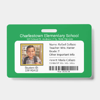 Moderne basisschool student ID Badge Groen