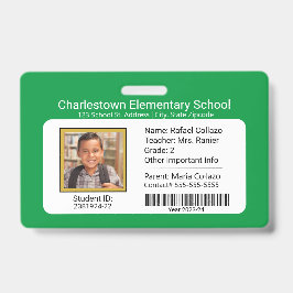 Moderne basisschool student ID Badge Groen