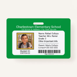 Moderne basisschool student ID Badge Groen