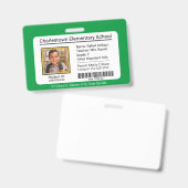 Moderne basisschool student ID Badge Groen (Voor- en achterkant)