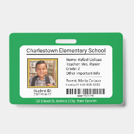 Moderne basisschool student ID Badge Groen