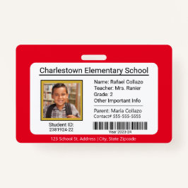 Moderne basisschool student ID Badge rood