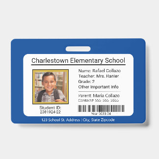 Moderne basisschool studenten ID Badge blauw