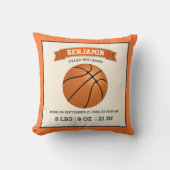 Moderne Basketbal Baby Geboorte Stats Kussen (Voorkant)