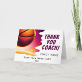 Moderne Basketbal Bal Dank Coach Bedankkaart (Voorkant)