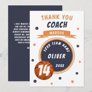 Moderne Basketbal Bal Dank coach  Bedankkaart