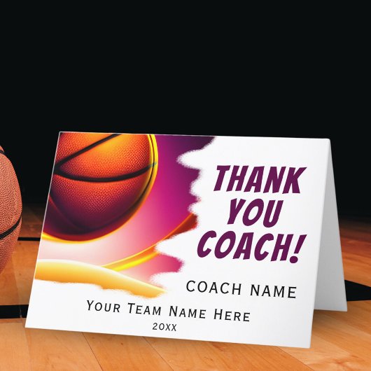 Moderne Basketbal Bal Dank Coach Bedankkaart
