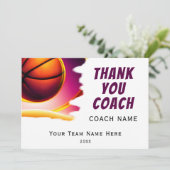 Moderne Basketbal Bal Dank Coach Bedankkaart (Staand voorkant)