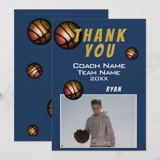 Moderne Basketbal Bal Foto Bedankt Coach (Voorkant / Achterkant)
