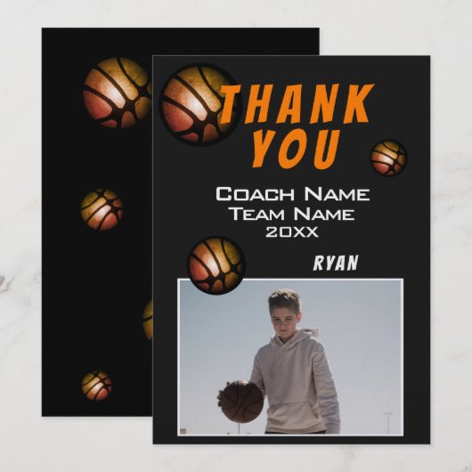 Moderne Basketbal Bal Foto Bedankt Coach  (Voorkant / Achterkant)