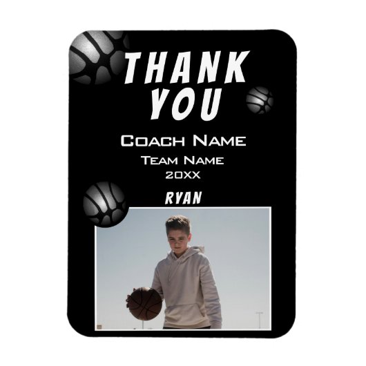 Moderne Basketbal Bal Foto Bedankt Coach  Magneet (Verticaal)