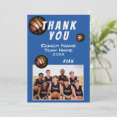 Moderne Basketbal Bal Foto Dank je Coach Bedankkaart (Staand voorkant)