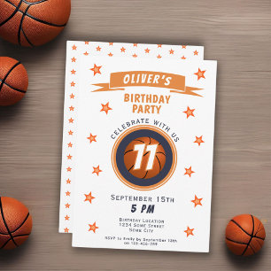 Moderne Basketbal Bal Ster Sporten Verjaardag Kaart