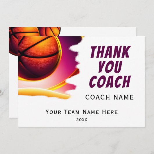 Moderne basketbal Bedankt Coach (Voorkant / Achterkant)