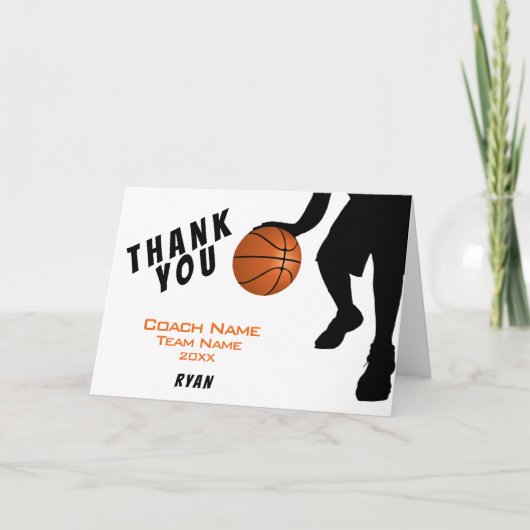 Moderne Basketbal Bedankt Coach Kaart (Voorkant)