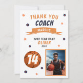 Moderne Basketbal Foto Bedankt Coach Kaart (Voorkant)