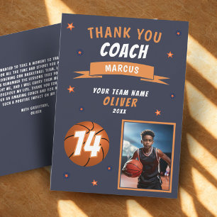 Moderne Basketbal Foto Bedankt Coach Kaart