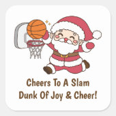 Moderne Basketbal Kerstman Eenvoudig & Schattig Ke Vierkante Sticker (Voorkant)