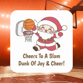 Moderne Basketbal Kerstman Eenvoudig & Schattig Ke Vierkante Sticker