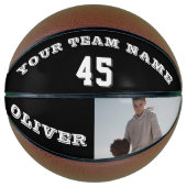 Moderne basketbal met teamnaam nummer foto (Voorkant)