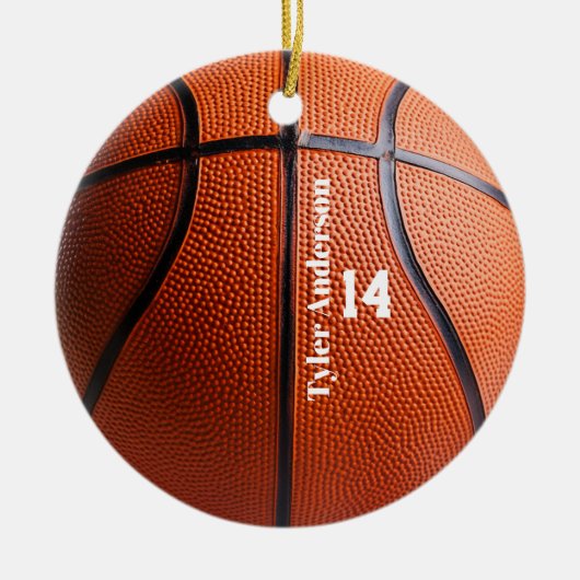 Moderne basketbal naam en spelersnummer keramisch ornament (Voorkant)