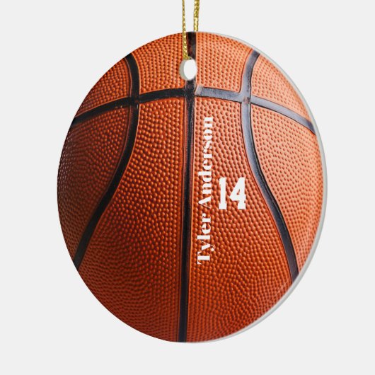 Moderne basketbal naam en spelersnummer keramisch ornament (Links)