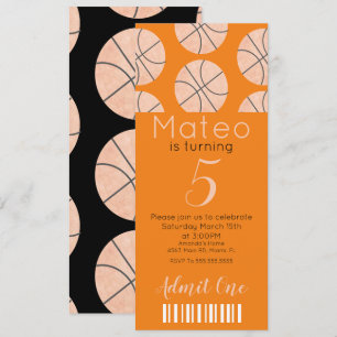 Moderne Basketbal Patroon Ticket Stijl Feestje In Kaart