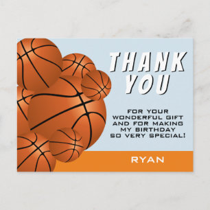 Moderne Basketbal Sport Kinderen Verjaardag Bedank Briefkaart