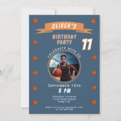 Moderne Basketbal Sport Verjaardag Foto Kaart (Voorkant)