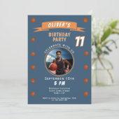 Moderne Basketbal Sport Verjaardag Foto Kaart (Staand voorkant)