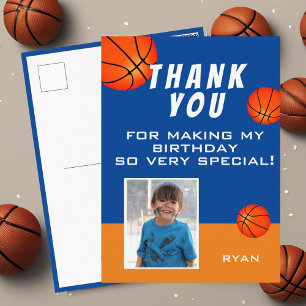 Moderne Basketbal Sporten Verjaardag Foto Bedankt Briefkaart