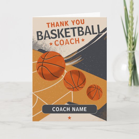 Moderne Basketbal Team Speler Coach Bedankkaart (Voorkant)