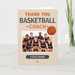 Moderne Basketbal Teamfoto Coach Bedankkaart