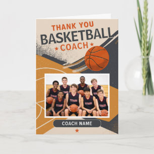 Moderne Basketbal Teamfoto Coach Bedankkaart