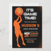 Moderne Basketbal Verjaardag Kinder Sport Party Kaart (Voorkant)