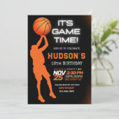 Moderne Basketbal Verjaardag Kinder Sport Party Kaart (Staand voorkant)