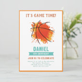 Moderne Basketbal Verjaardag uitnodiging (Staand voorkant)