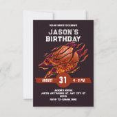 Moderne basketbal vuur verjaardag kaart (Voorkant)